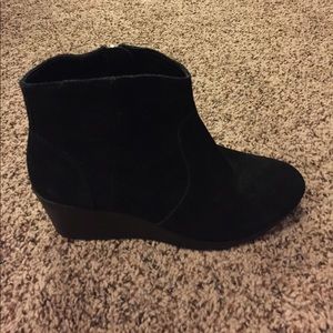 Black suede wedge booties