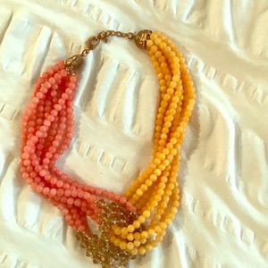 Anthropologie pink, orange, and gold necklace