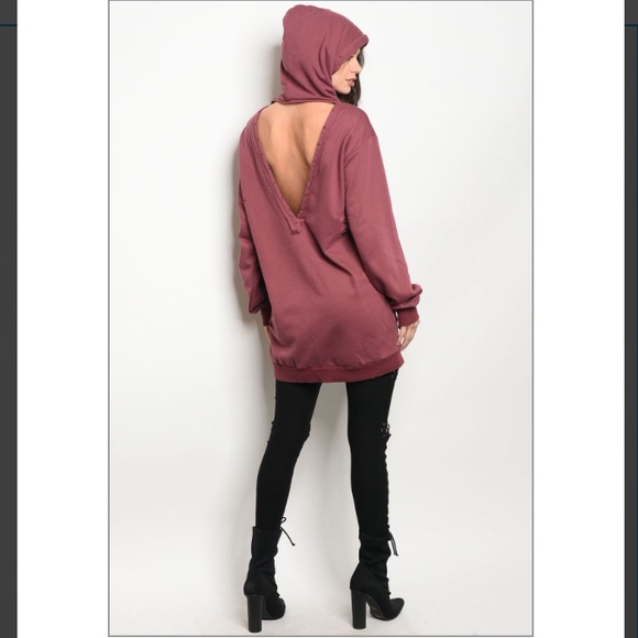 Burgundy Oversized Hooded Sweatshirt - Picture 3 of 4