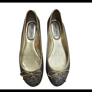 Gold, Black Lgp Leopard Print Glitter Fabric Flats