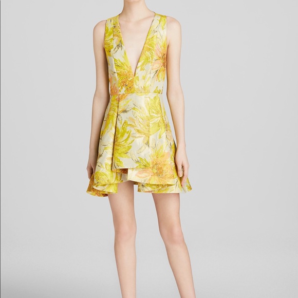 alice and olivia yellow floral dress