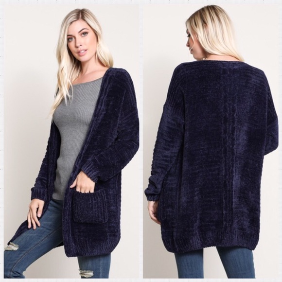 Sweaters - LAST ONE Navy Blue Cozy Cardigan. M/L