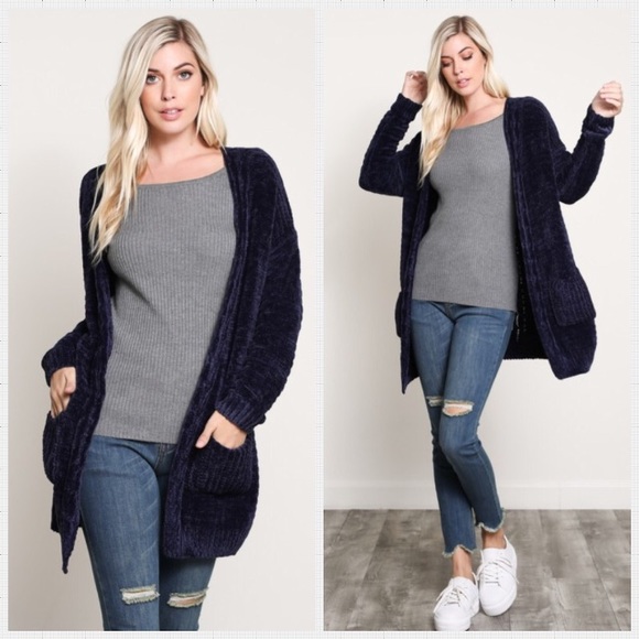 LAST ONE Navy Blue Cozy Cardigan. M/L - Picture 2 of 2