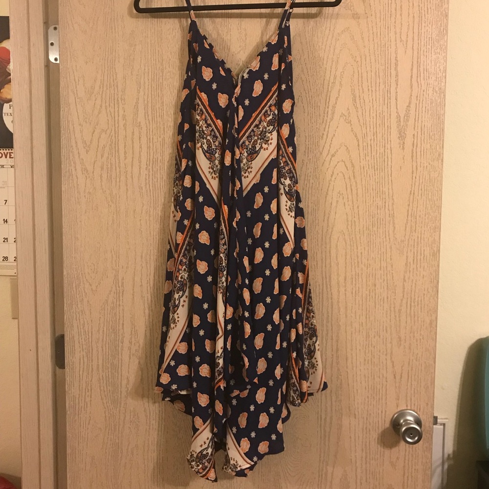 Asymmetrical Print Tank Dress