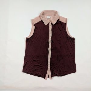 Cooperative Sheer Button Down Sleeveless Blouse