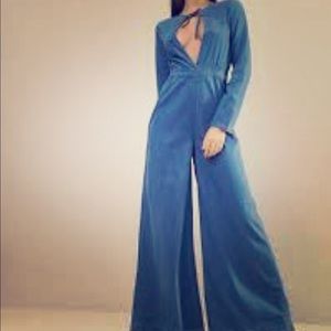 Denim jumpsuit with sexy opening