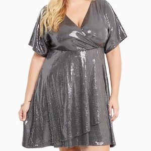 NWT Torrid Sequin Surplice Faux Wrap Dress