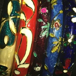 Acrylic & Gold tone Hinge Bangles