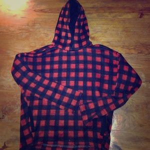 Maje fleece lined plaid hoodie