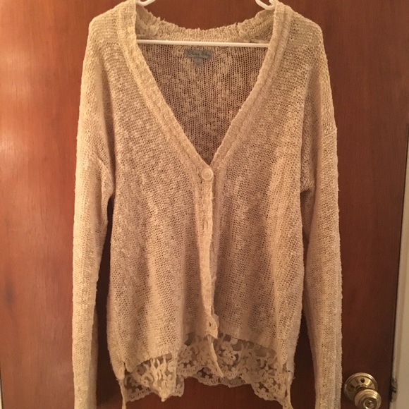 Nordstrom Sweaters White Knit Lace Border Cardigan Poshmark