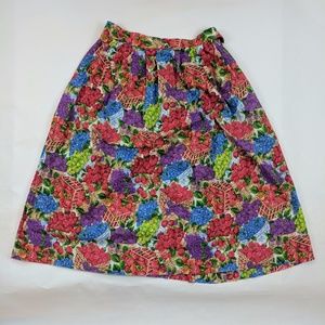 Vintage Market Berry Theme Midi Flared Skirt