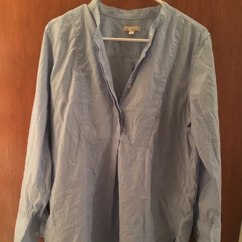 Tunic length chambray top