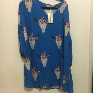 BNNW COW SKULL FLORAL DRESS