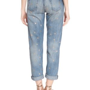 Current Elliot gold star print boyfriend jeans 28