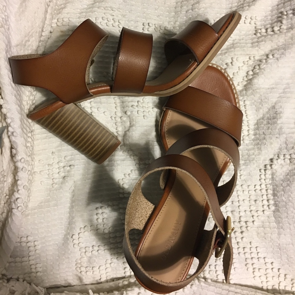 Brand new tan, strappy heels