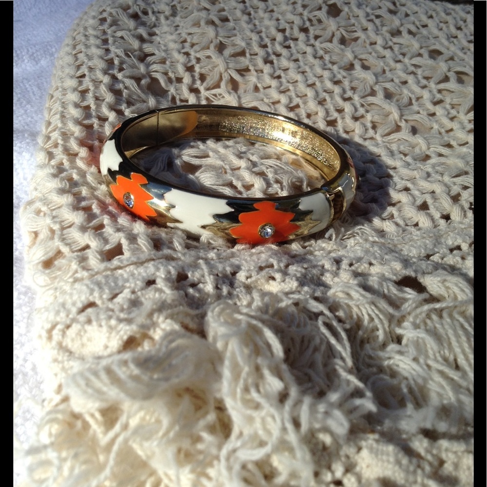 New! Cream orange gold bangle bracelet