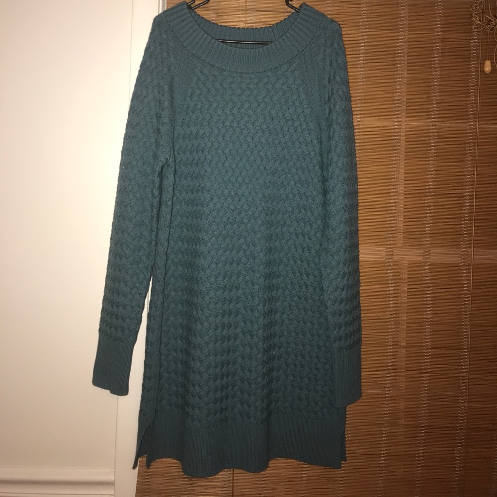 Anthropologie teal bulky sweater dress