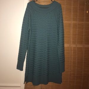 Anthropologie teal bulky sweater dress