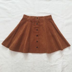 Corduroy Button Up Skirt (Camel)