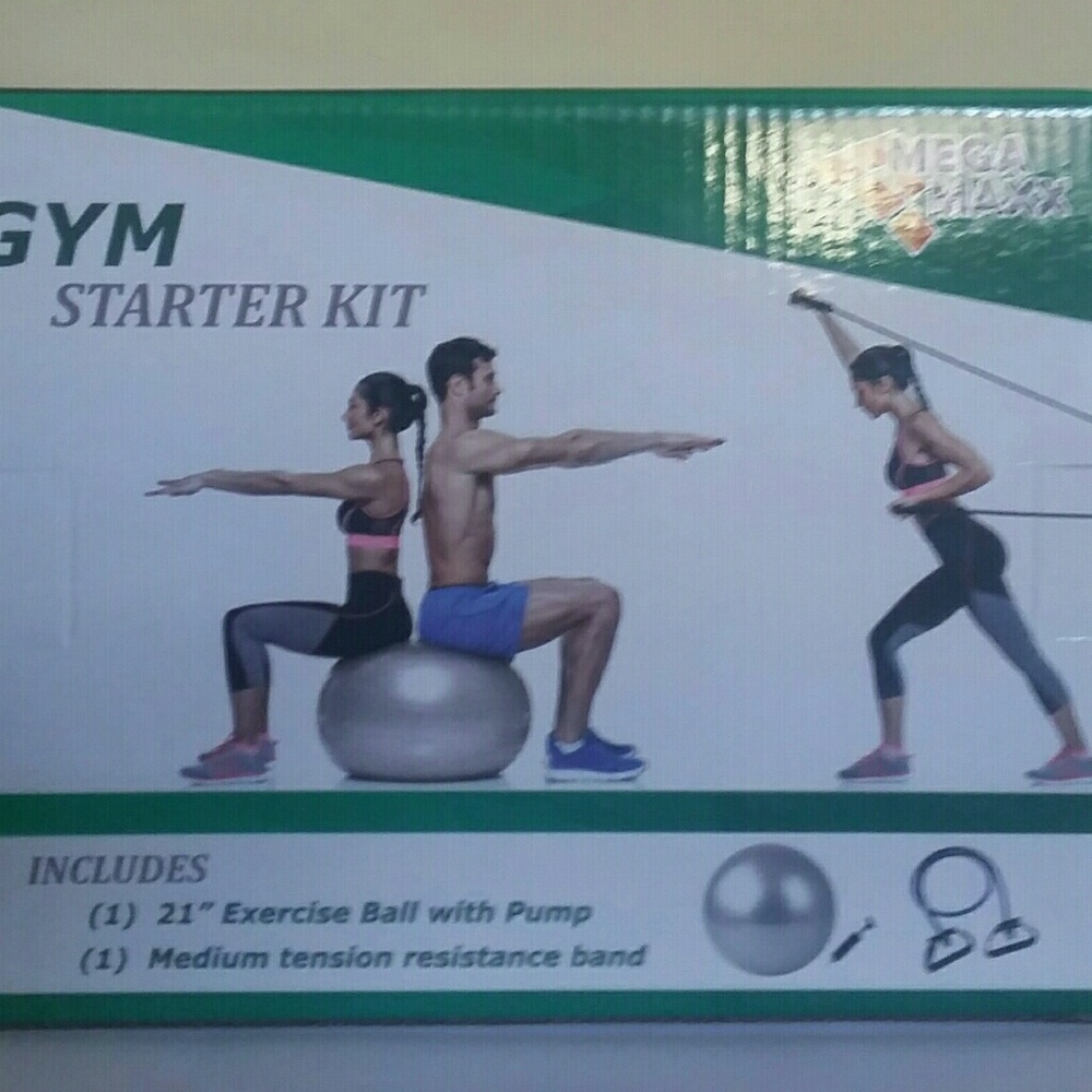 Gym Starter Kit with Execise Ball, Pump & Band.