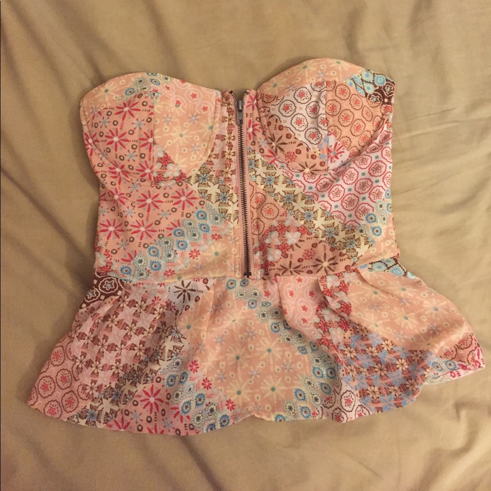 Strapless boho peplum