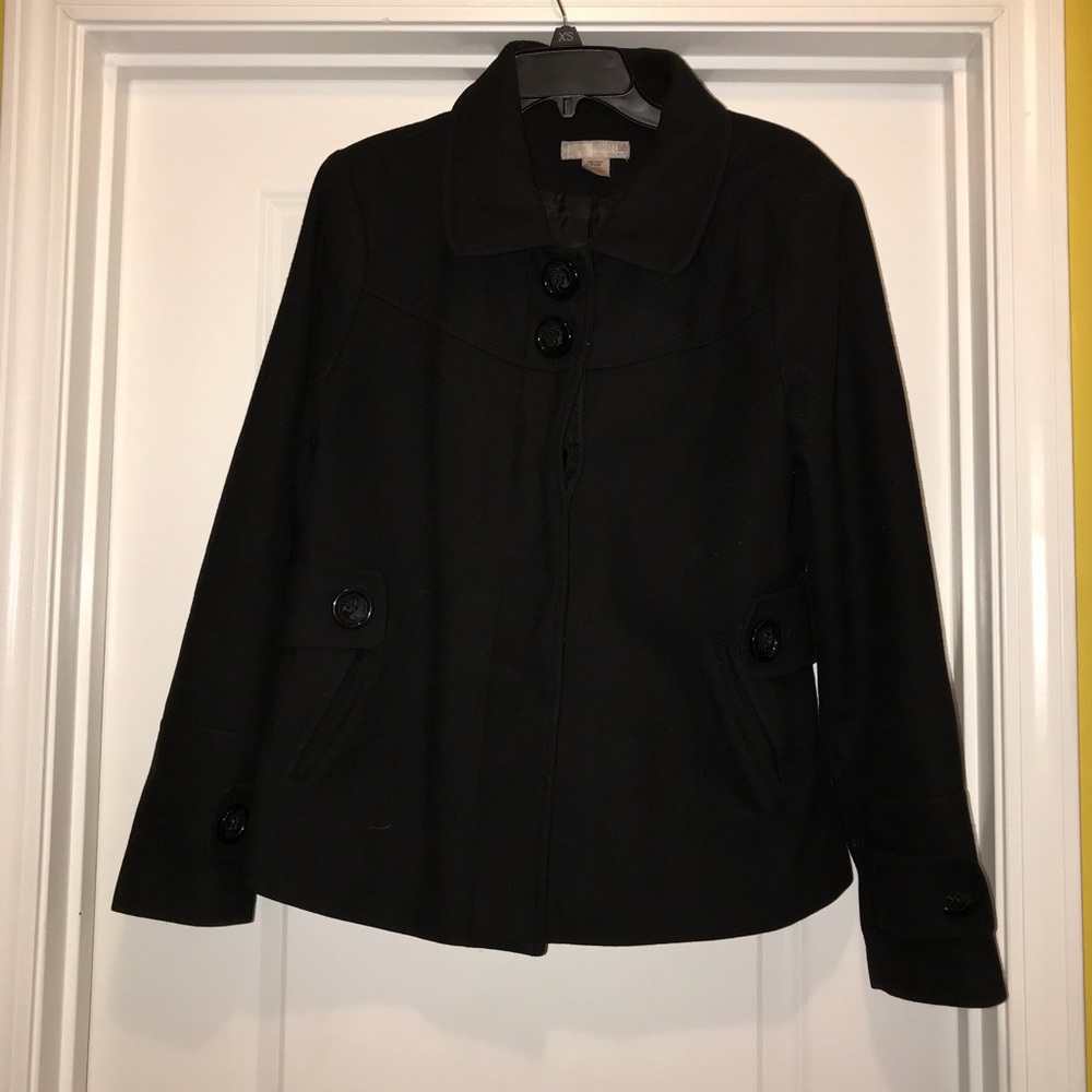 Button Front Black Coat