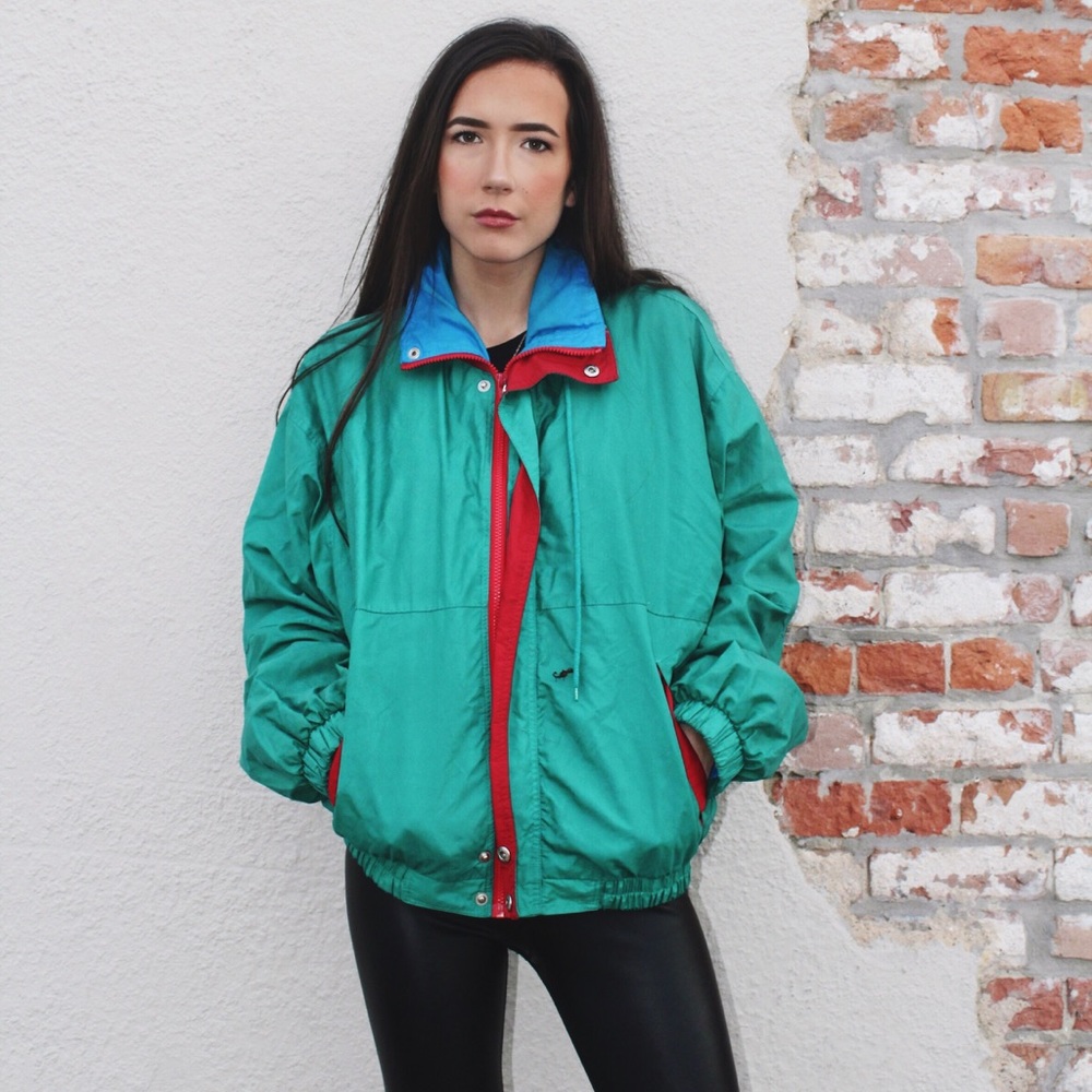 Vintage Bright Colored Windbreaker Bomber Jacket
