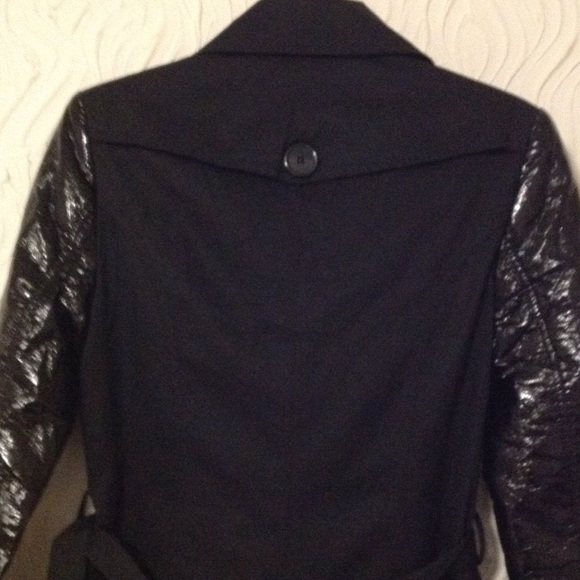 NWT Rampage classy above  knee jacket . Fabric/faux shiny leather.S,M - Picture 4 of 8