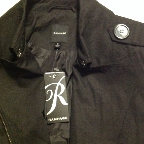 NWT Rampage classy above  knee jacket . Fabric/faux shiny leather.S,M - Picture 7 of 8