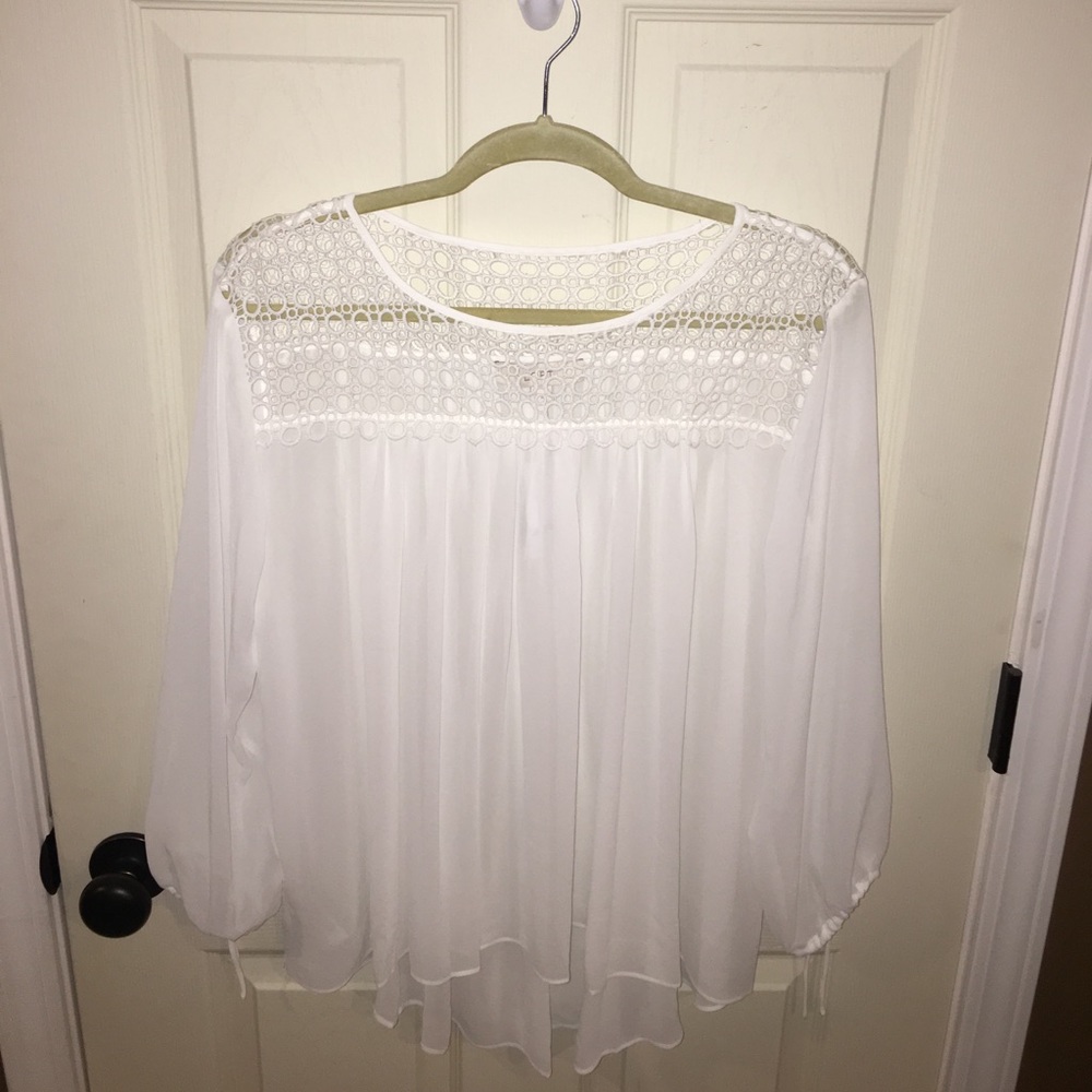 Pearl White Sheer High-Low Blouse