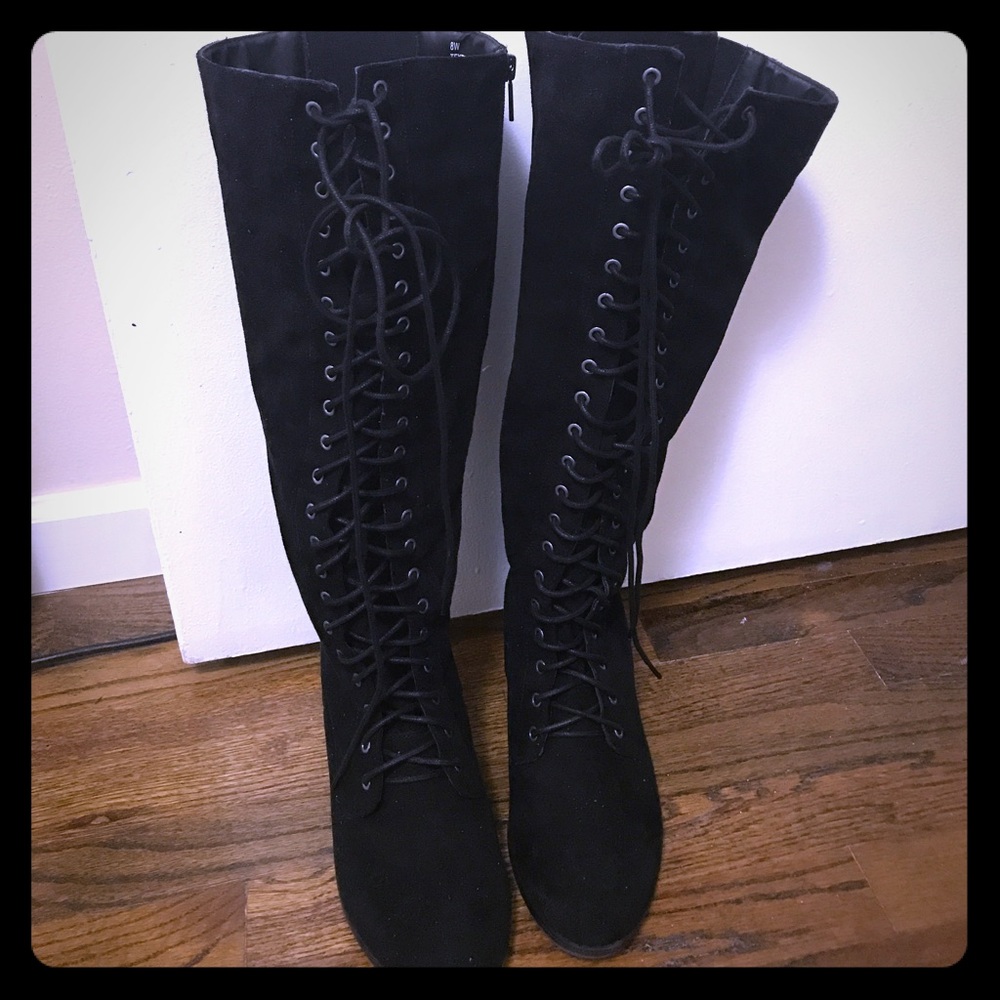 Black lace up boots