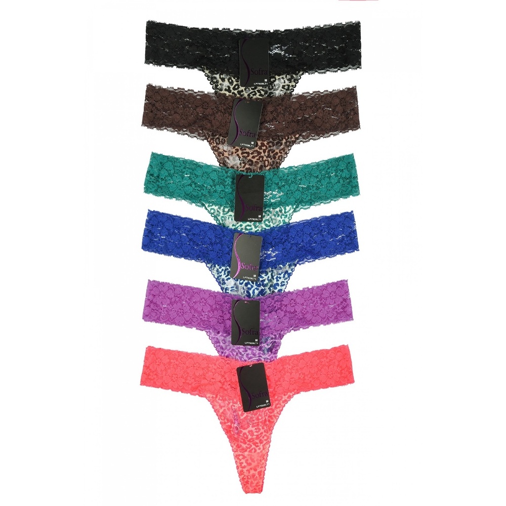 Bundle of Six Animal Print Thong Panties - Picture 1 of 3