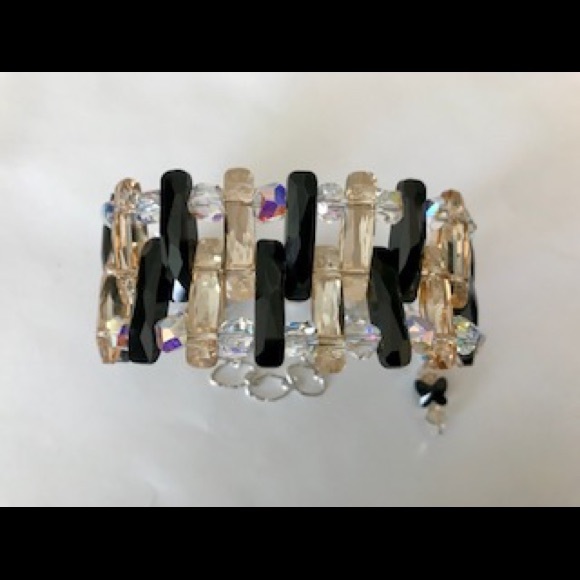 Jet & Golden Shadow Crystal bar Bracelet