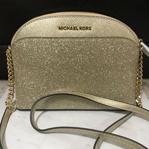 Brand NWT MK Pale Gold Emmy Dome Crossbody