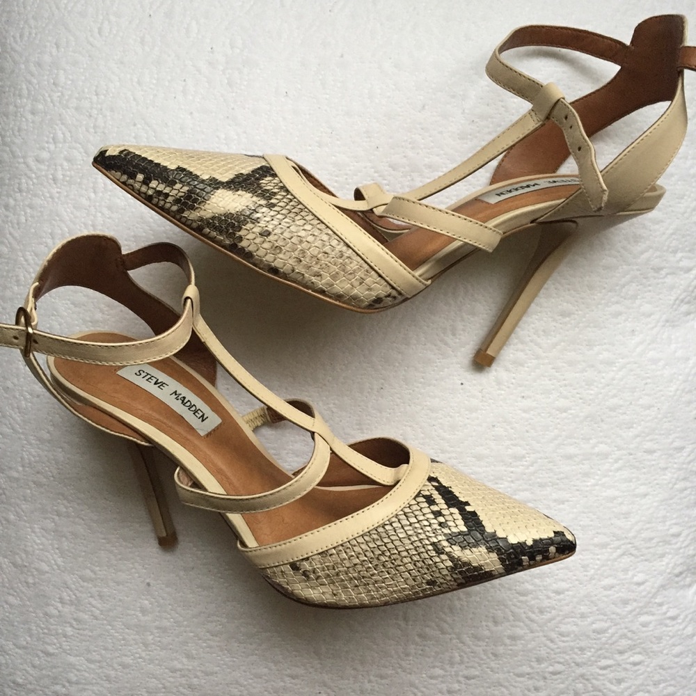 Steve Madden snake print heels.