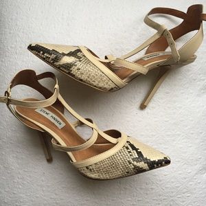 Steve Madden snake print heels.