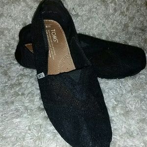 Black lace TOMS flats, worn once