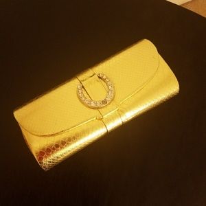 Gold clutch bag