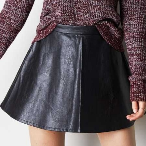 American Eagle Outfitters Dresses & Skirts - •AEO• Black Faux Leather Skater Skirt