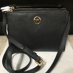 Brand NWT MK Black Fulton Snap Crossbody