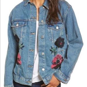 🆕TOPSHOP💖 Moto Appliqué Denim Jacket