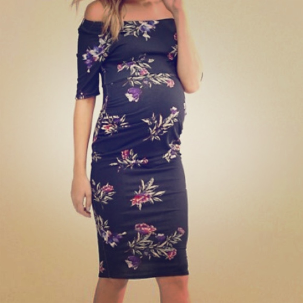 ASOS Maternity Bardot Fitted floral dress