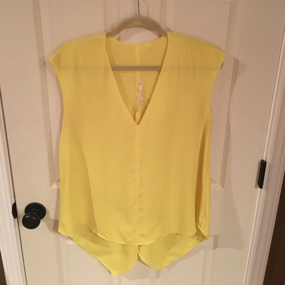 Yellow Asymmetrical Sheer Blouse