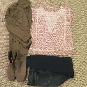 Skies Are Blue | Pink Reginald Crochet Detail Top