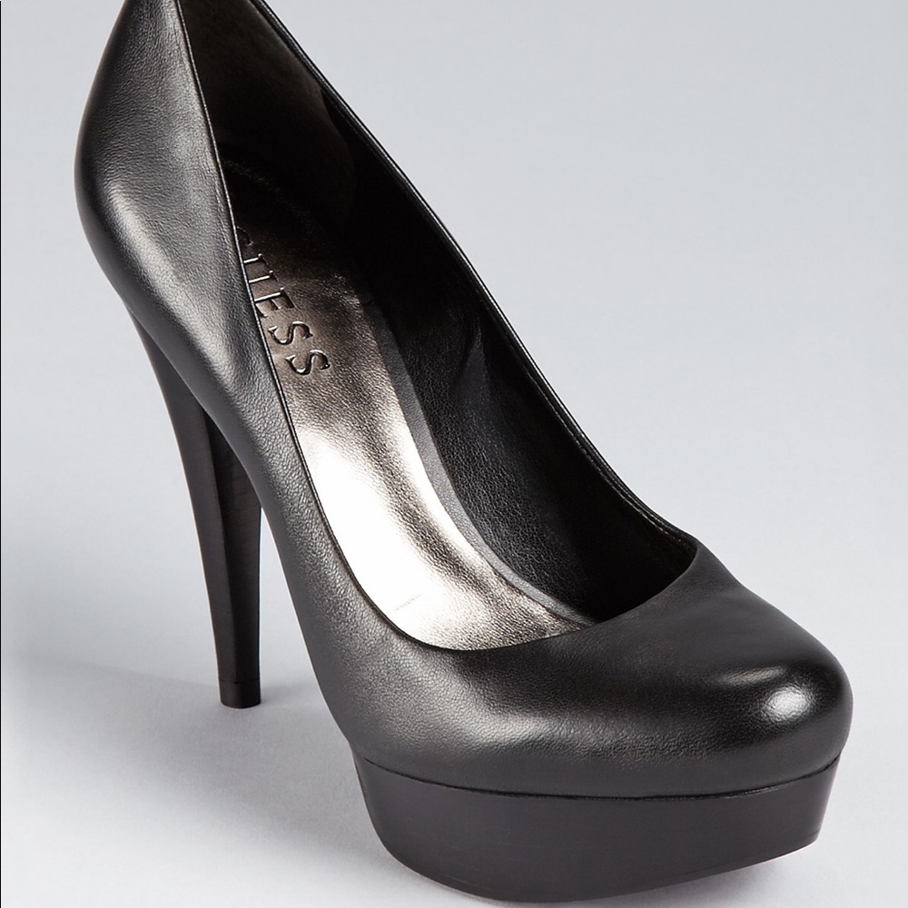 Guess black platform heels