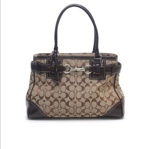 Coach Khaki Signature Canvas Hamptons Business Bag