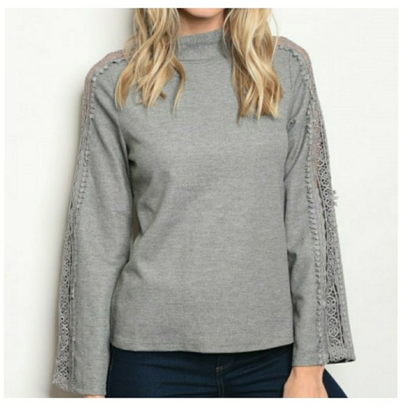 Gray Long Sleeve - Crocheted Sleeve - Picture 8 of 8