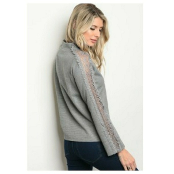 Gray Long Sleeve - Crocheted Sleeve - Picture 5 of 8