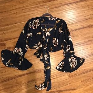 Floral Wrap Top by  Olivaceous