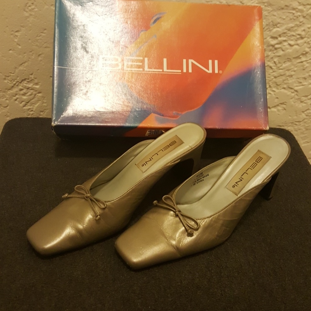 Bellini leather mules .Gun metal color Sz 8.5M